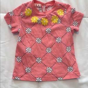 Marni Pink Kids Tee with Floral Pattern